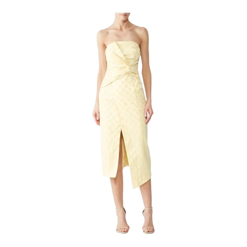 C/MEO Collective Strapless Yellow Midi Dress